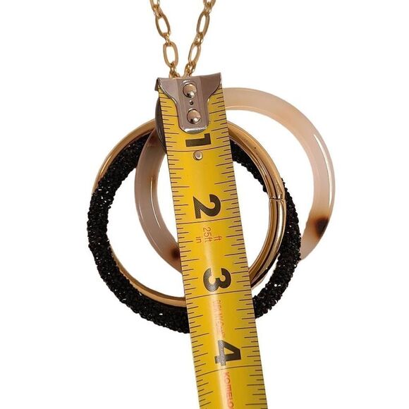 Fashion Jewelry Womens Tri Color Interlinked Circle Pendant Gold Chain Necklace - Picture 7 of 12